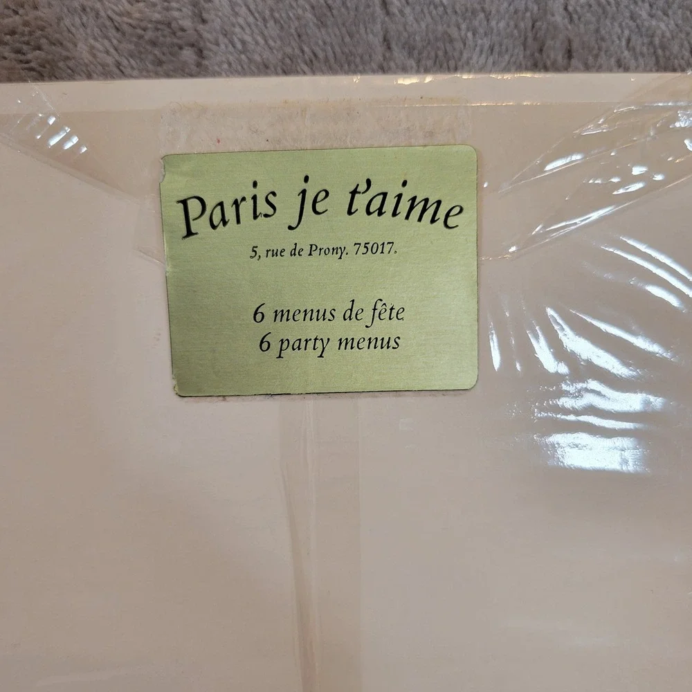 Paris je t'aime 6 Party Menus & 12 Mushroom Book Labels Set French Lobster